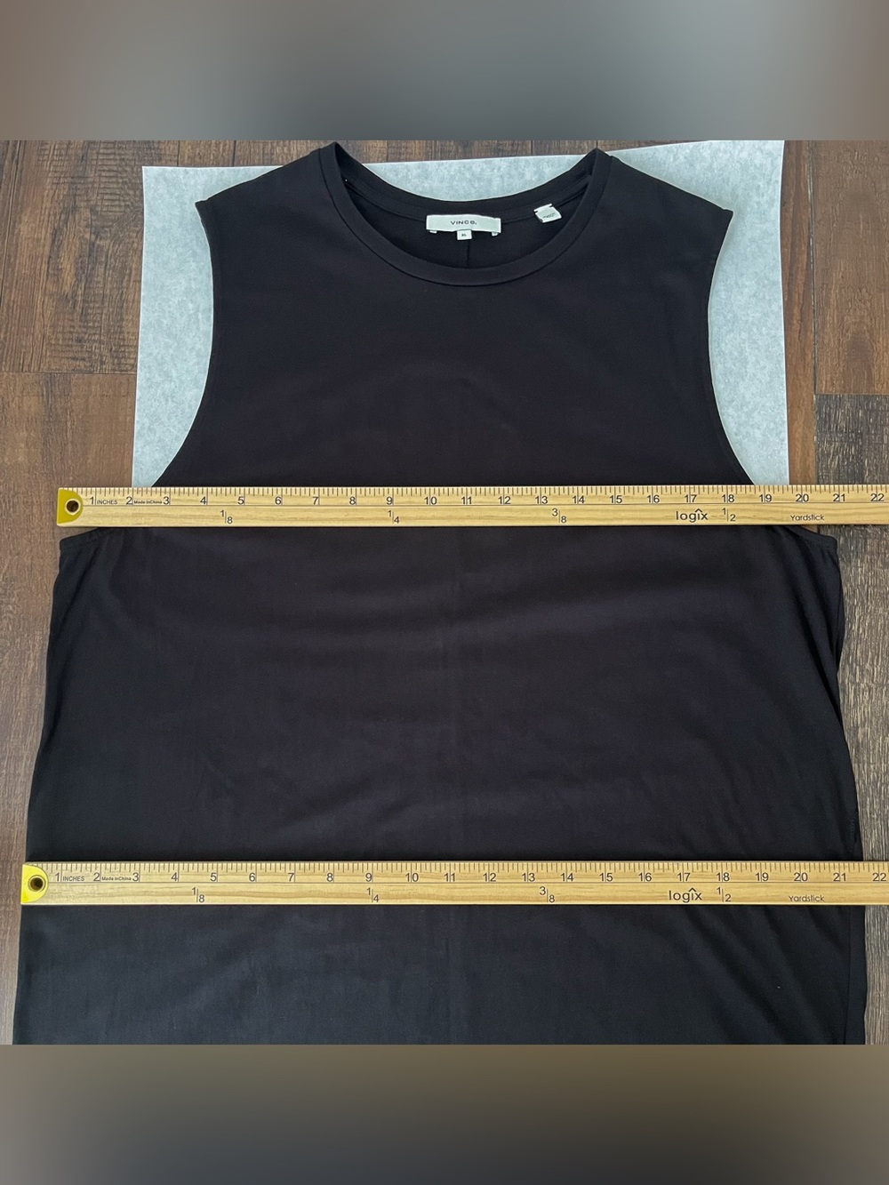 Vince Pima Cotton Maxi Dress Sleeveless Tie Waist Midi Sheer Women Size XL Black - Picture 14 of 16